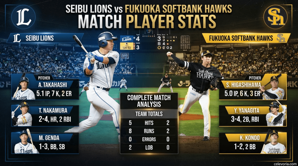Seibu Lions vs Fukuoka SoftBank Hawks Match Player Stats